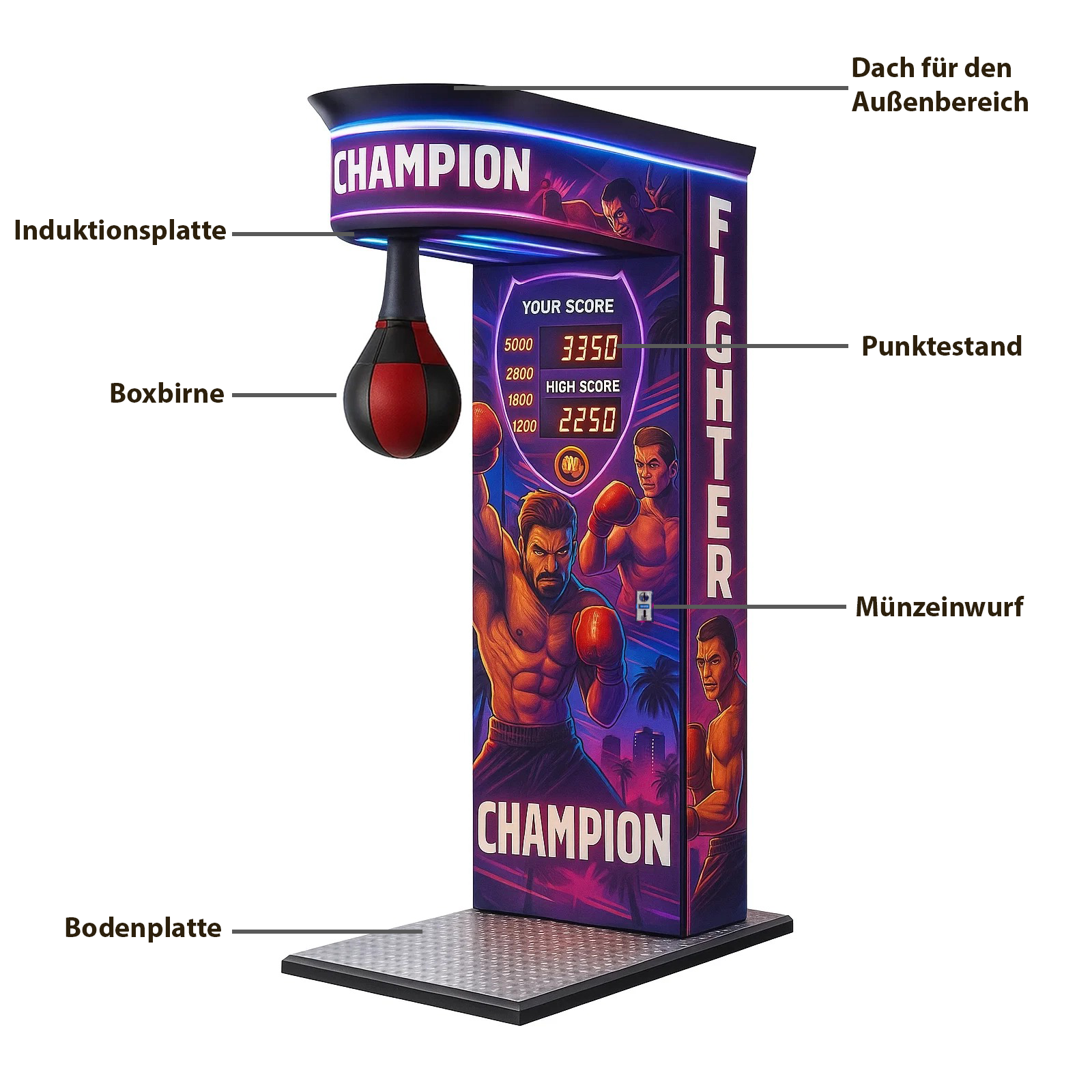 Premium Outdoor Champion Fighter Boxautomat mit Münz- und Scheinannahme NEU - Image 3