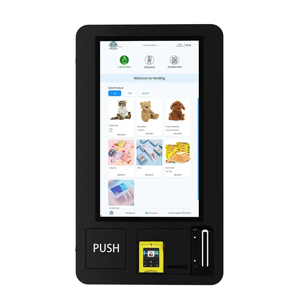 VM-M02 Slim Wand-Vending-Automat Schwarz – 32-Zoll Touchscreen Verkaufsautomat